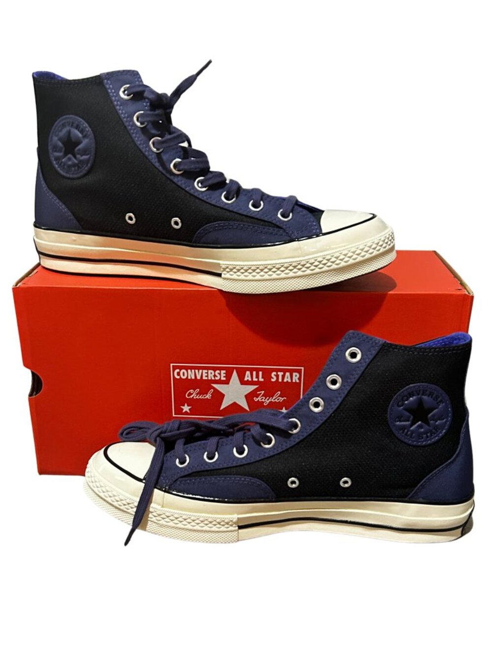 Converse High Top Sneakers in Black with Purple Details